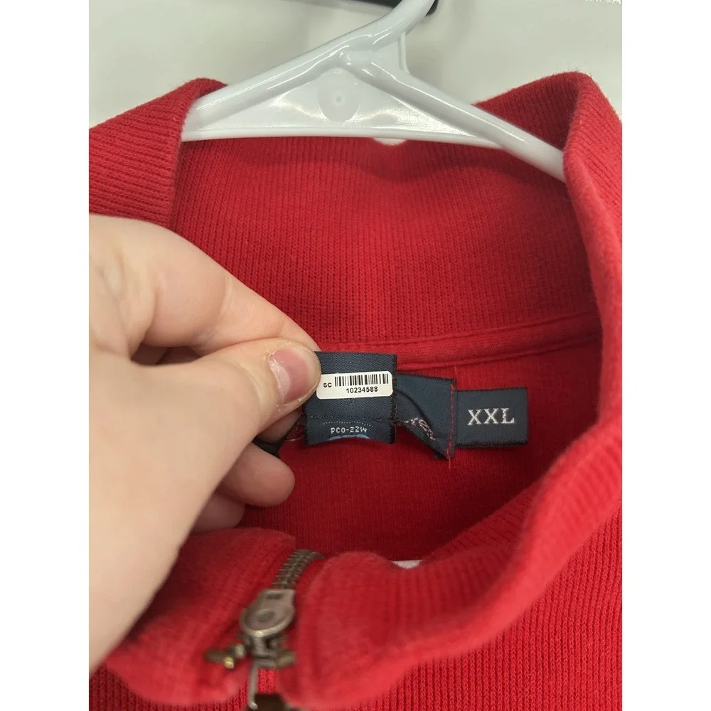 Polo Ralph Lauren Sweater Leather Tab Quarter 1/4 Zip Pullover Red Knit Mens 2XL